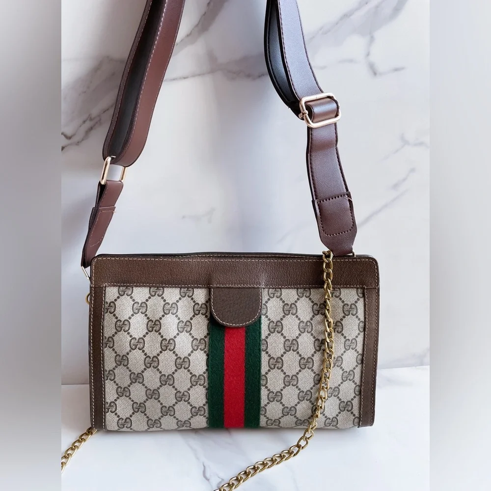 GUCCI GG Ophidia Sherry line clutch as shoulder bag ❤️💚 - Picture 2 of 11